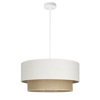 Pendelleuchte Esszimmer Jute Weiß Beige E27 Modern Ø 45 Cm HäNgelampe Wohnzimmer