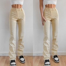 NWT Urban Outfitters Straight Leg Trouser Pants Beige sz 6 High Rise Stretch