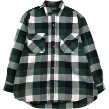 Used FIELD AND STREAM long-sleeved flannel check shirt men's size L equivalent