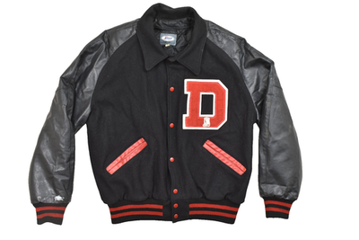 Neff Mens Large Vintage Varsity Bomber Jacket Black Red Wool