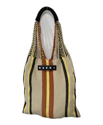 Marni Market Hammock Tote Bag Canvas Beige Women's Used Marni Market Hammock Tote Bag Canvas Beige Women's Used