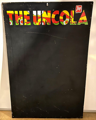 1970s PETER MAX  LIKE 7 UP THE UNCOLA HEAVY TIN  CHALKBOARD SIGN 29x20  VG RARE