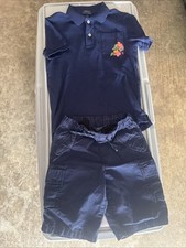 Boys Polo Ralph Lauren Navy Polo Short  Cargo Shorts Set Sz 7 FREE SHIPPING 