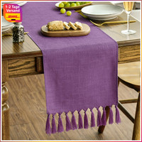TischläUfer Flieder Lila Landhausstil Quasten Waschbar 33X143 Cm Dekoration