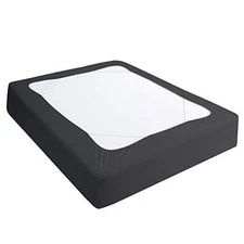 Box Spring Cover Size, Elastic Fabric Wrap Around 4 Sides Bed Skirt, Full Black