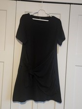 SHEIN Curve Black Short Sleeve Dress With Front Tie Accent Sz 2XL