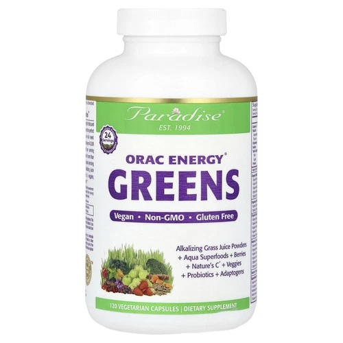 Paradise Herbs ORAC-Energy Greens 120 Veggie Caps Gluten-Free, Vegan