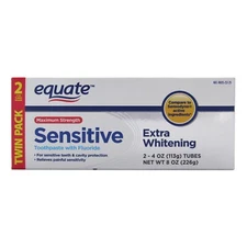 Equate Maximum Strength Sensitive Extra Whitening Toothpaste w/ Fluoride 2 Pack