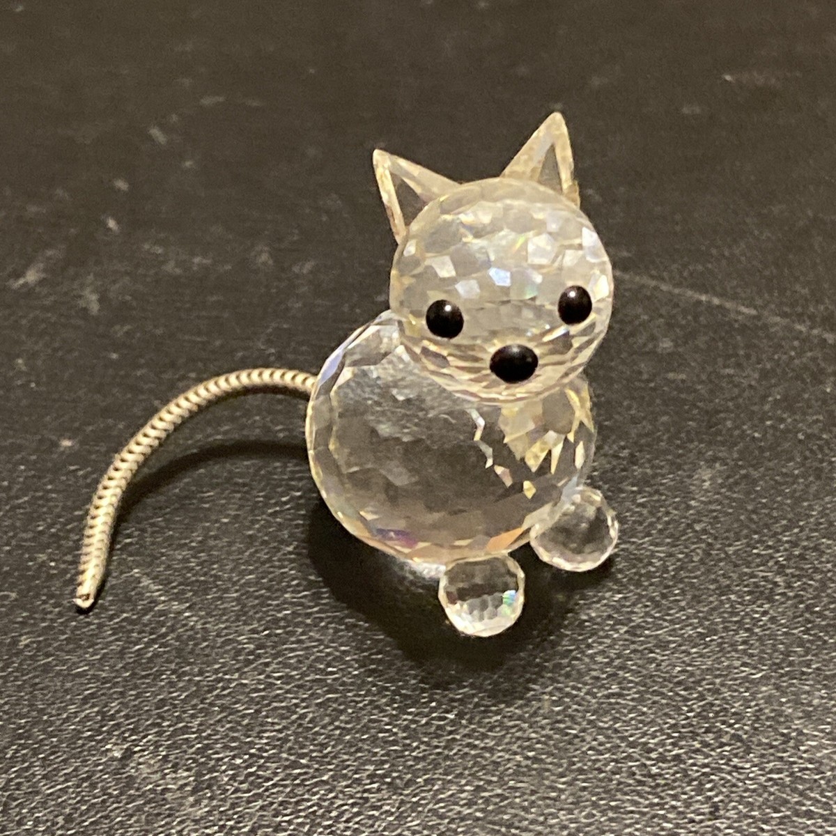 Swarovski Crystal Cat Figurine Metal Flexible Chain Tail 1.25