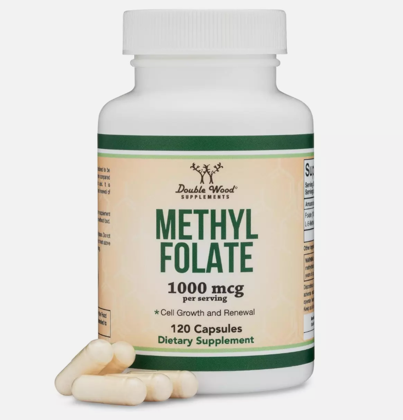Methyl Folate 1000mcg, 120 Vegan Capsules - Gluten Free, Non-GMO by Double Wood