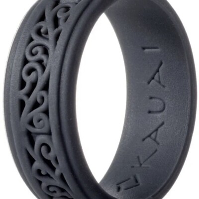 KAUAI Silicone Wedding Ring Men Dark Grey Size New