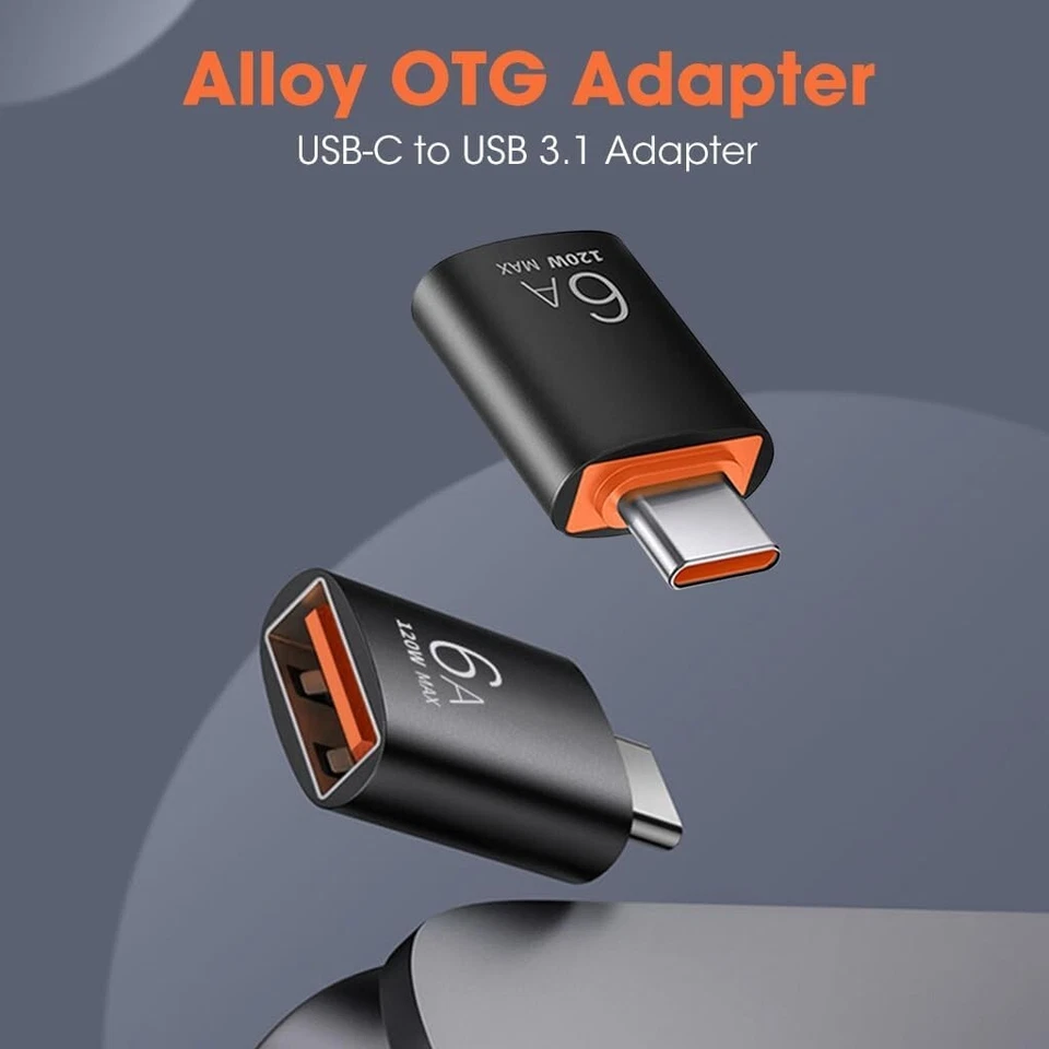 6A USB OTG Adapter USB 3.0 A Male To Type C Female Converter Fast Charger 120W - Image 4 of 4
