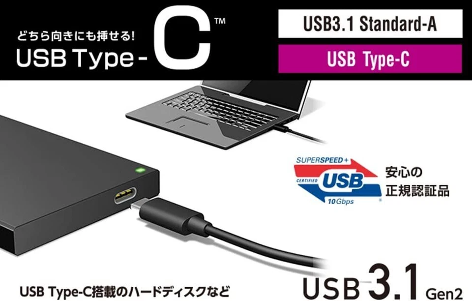 ELECOM USB cable Type C (USB A to USB C) 15W 0.5m USB3.1 Certification Maxi - Image 2 of 4