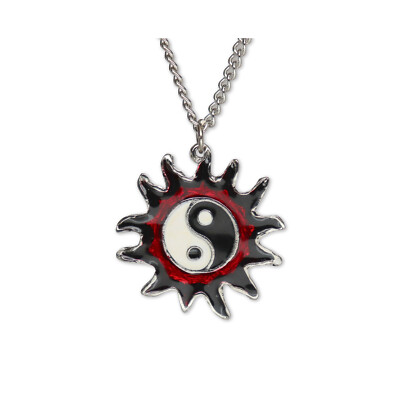 Yin Yang Hand Painted Pewter Star Burst Pewter Necklace NK-237