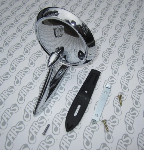 1963-1967 Buick Riviera Outside Rearview Mirror. Tri-Shield w/ Gasket & Hardware