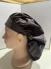 Scrub or Chef Hat Medical Nursing Dental Chemo Dark Gray Cotton Fabric