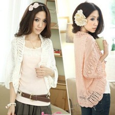 Women Crochet Open Cropped Cardigan Coat Jacket Floral Knitted Shrug Bolero New