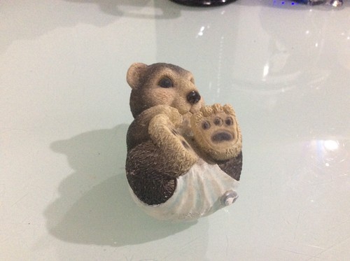 1980's Baby Bear Teddy Figurine 3 1/2" Vintage Carved Stone Critter Figure CUTE - Picture 3 of 6