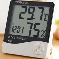 Indoor Digital LCD Temperature Humidity Time Display Meter Clock Memory Function