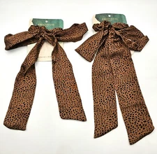 New Kristin Ess Satin The Scrunchie Scarf Duo Set, Cheetah - 2 Pk. New!