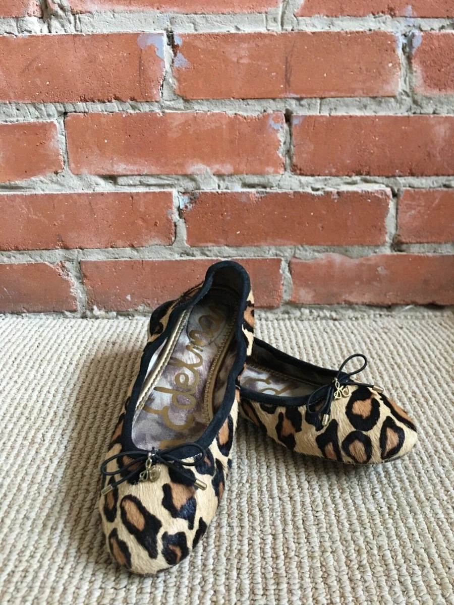 Sam Edelman Felicia Cheetah Animal Print Calf Hair Ballet Flats Kids Girl Size 5