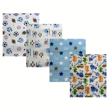 Baby 4-Pack Swaddle Flannel Receiving Blankets 100% Cotton Football Whale Trucks