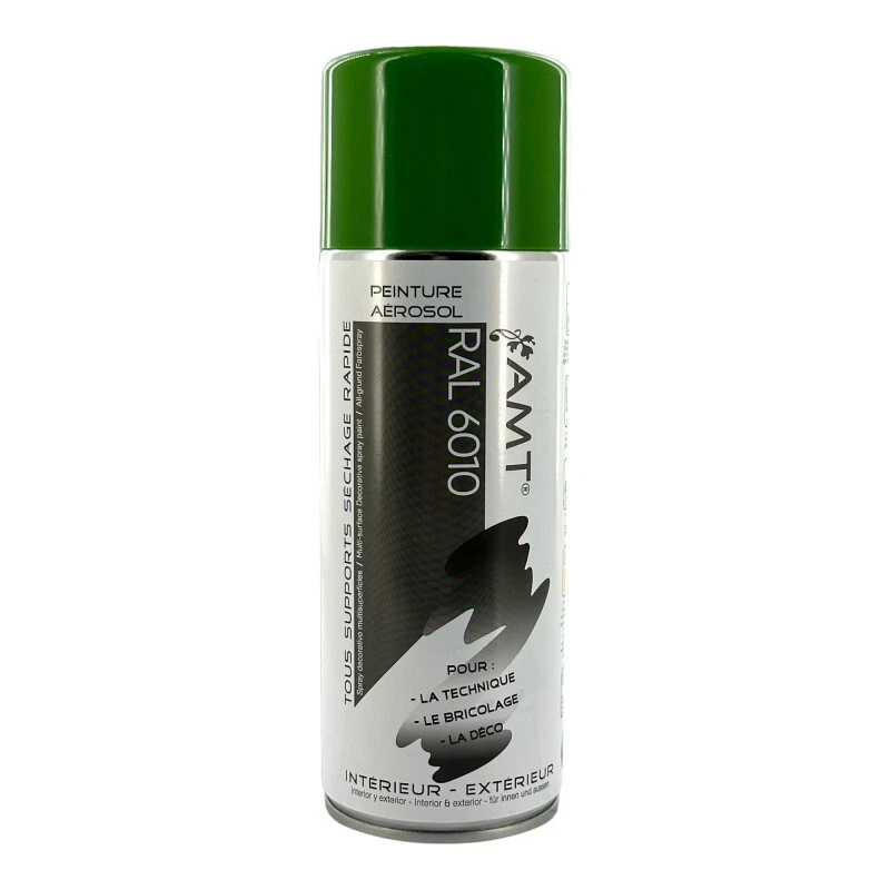 Bombe de peinture - Vert ferme - RAL6010 - Brillant - AMT - 330ml - Peinture acr