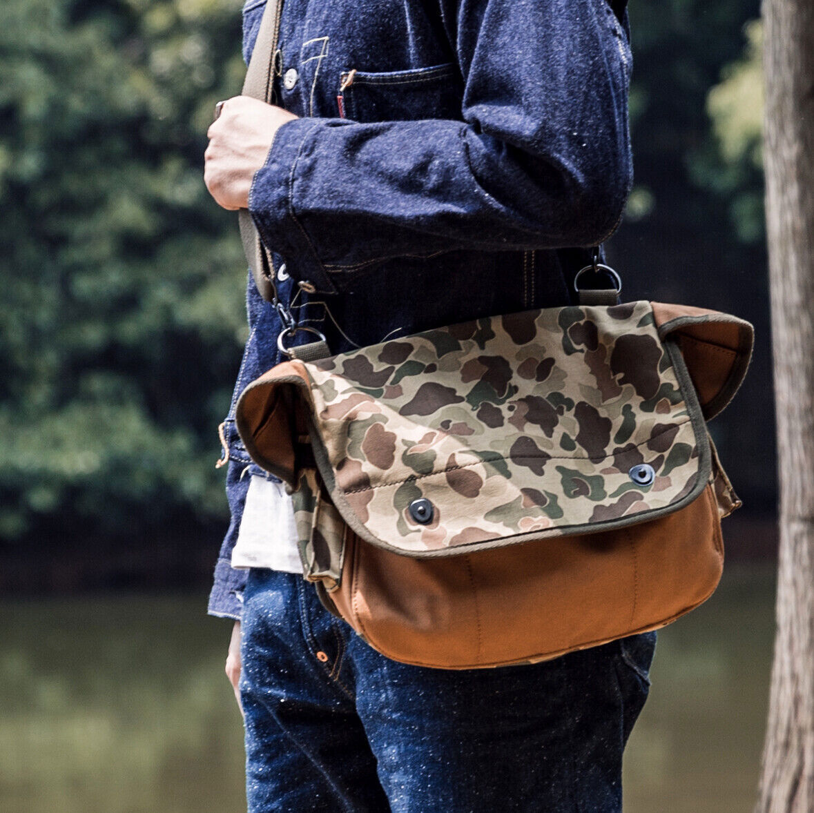 BRONSON Outdoor Army Canvas Shoulder Bag Duck Hunting Camo Fishing Bag  Crossbody