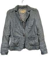 Anthropologie Pilcro  The Letterpress Newsy Chambray One Button Blazer Size XS