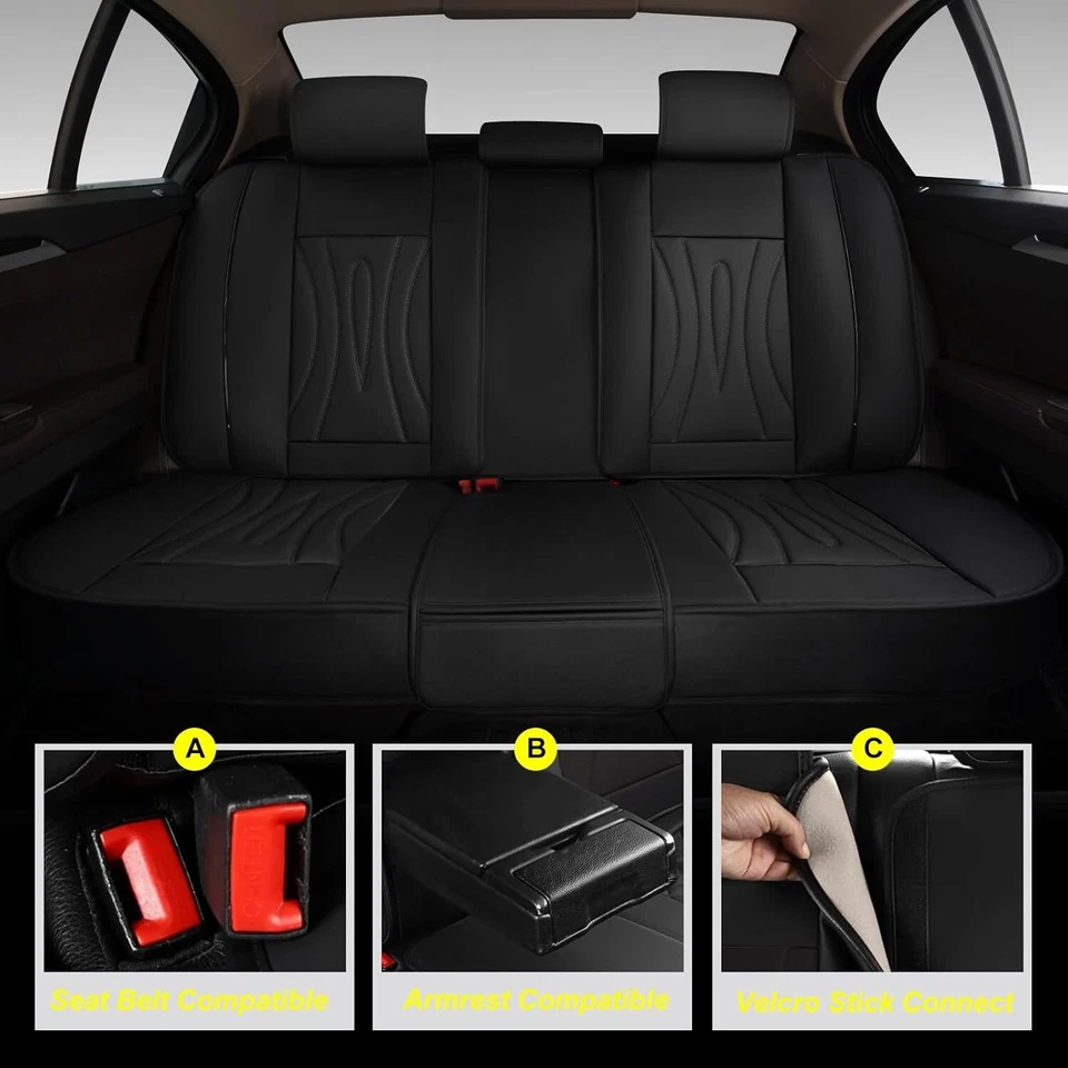 Car Seat Covers Full Set Waterproof PU Leather Fit for Hyundai Accent 2017-2023 - Изображение 3 из 4