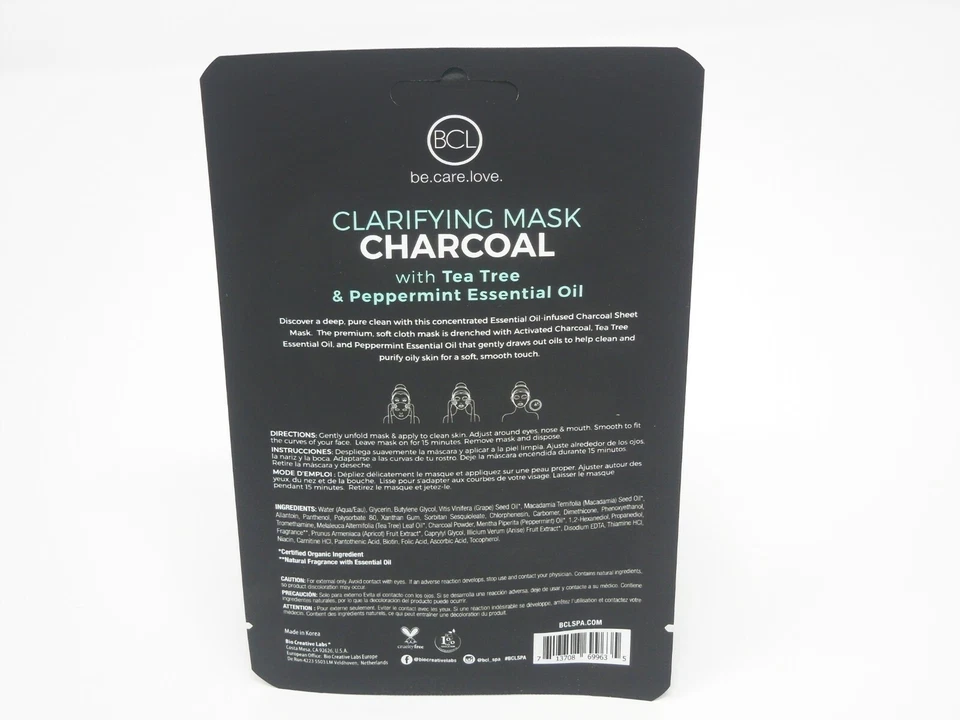 BCL Be Care Love Clarifying Charcoal Tea Tree Peppermint Oil Facial Sheet Mask - Image 4 of 4