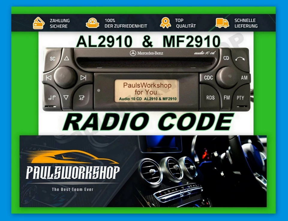 Radio Code 24H Mercedes Benz Audio 10 CD MF2910 AL2910 AL/MF2199 Becker Alpine - Bild 2 von 4