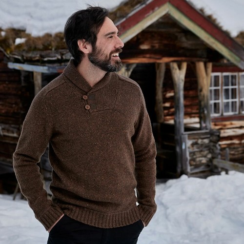 Fjällräven Lada Sweater Hombre Jersey Jersey Jersey Lana Marrón NUEVO - Imagen 3 de 3