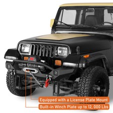 Front Bumper W Winch Plate Led Spotlights For 1987-1995 Jeep Wrangler Yj