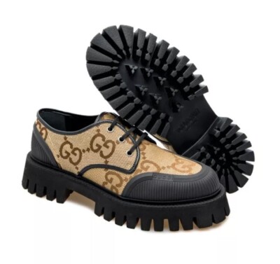 GUCCI Maxi GG Supreme Lug Chunky Sole Derby Big Print Sz 