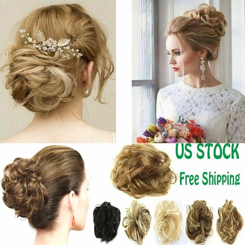 2Packs As Real Faux Curly Messy Bun Hair Pieces Scrunchie Fake Hair Extension - Picture 2 of 16