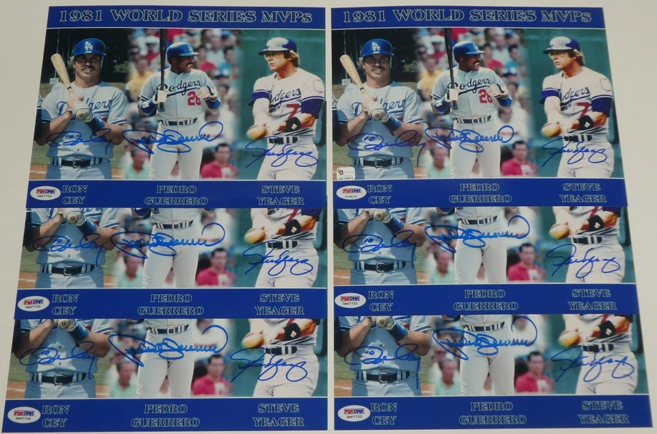 Pedro Guerrero Ron Cey + Dodgers Serie Mundial 1981 Jugador Más Valioso Firmado 8x10 Foto PSA/DNA Foto 2 de 4