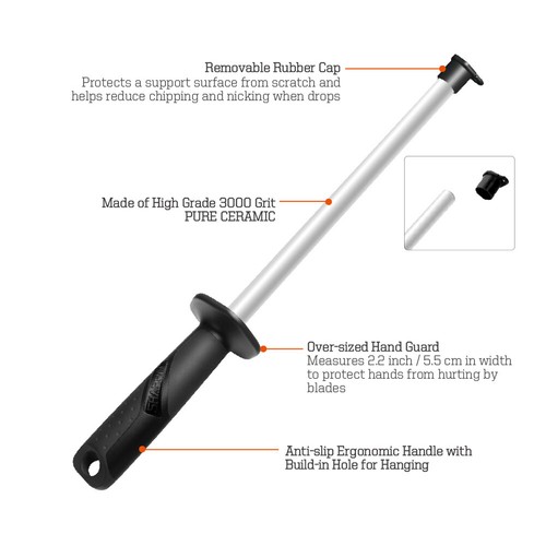 Afilador de cuchillos profesional de 9-10"" varilla de acero herramienta de afilado 1200/3000# - Imagen 12 de 29