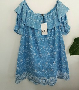 sky blue embroidered dress