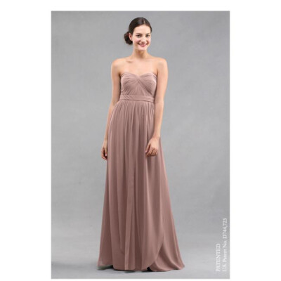 Jenny Yoo Aidan Convertible Luxe Chiffon Gown Champagne Dress Size 8 NWT