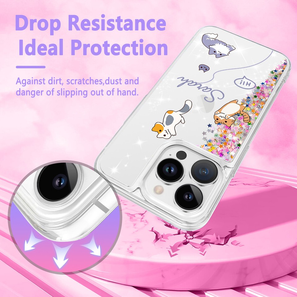 Liquid Glitter Cover Customised Name Cute Case For iPhone 16 Pro Max 15