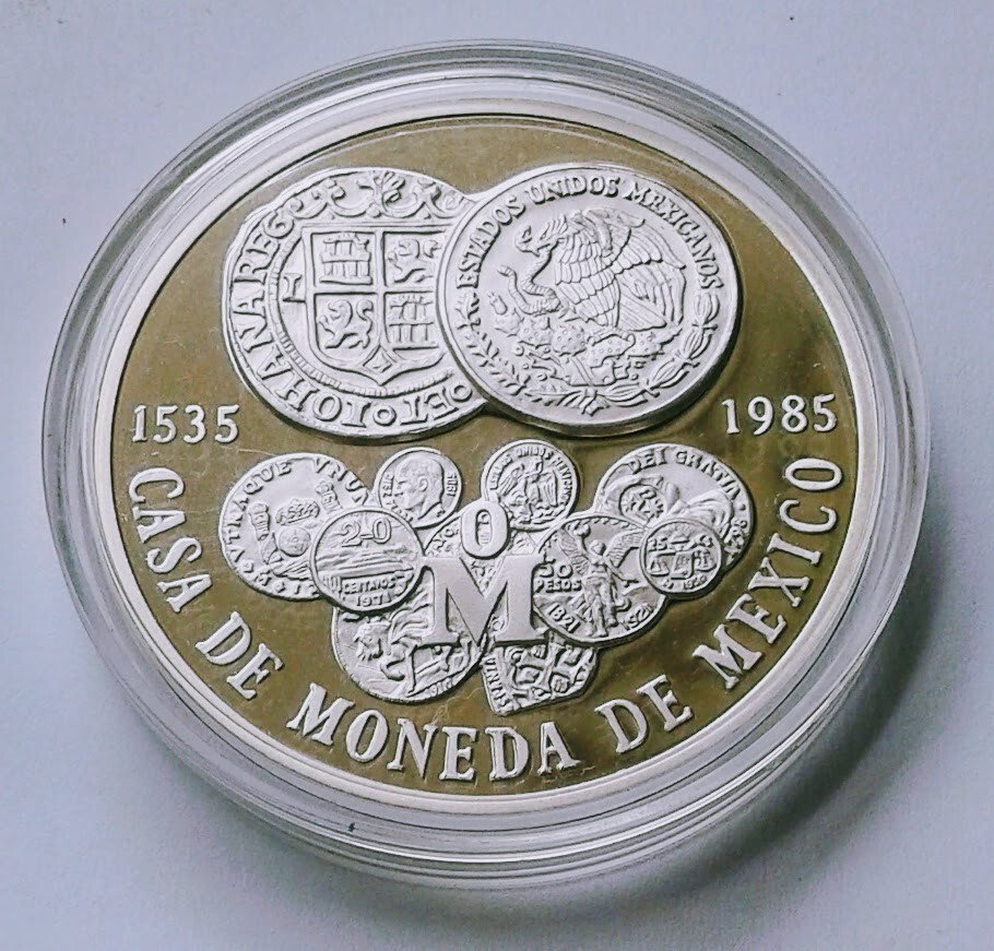 1985 MEXICO 450th ANIVERSARY CASA DE MONEDA MEXICO 2 oz