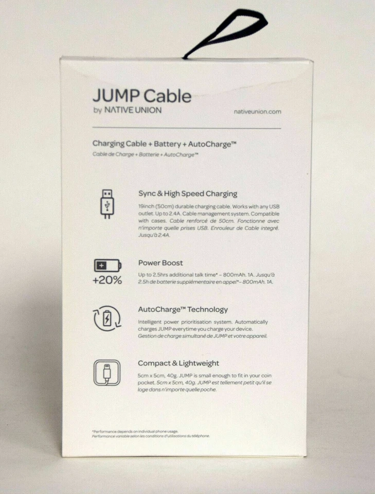 NUEVO Cable de teléfono micro-USB Native Union Jump 2 en 1 y batería portátil pizarra Foto 3 de 3