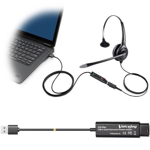 Headset Quick Disconnect Connector to USB Adapter with Volume Adjuster Mute - Zdjęcie 4 z 8