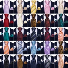 Fashion Mens Tie Paisley FLoral Solid Necktie Pocket Square Cufflinks Set Party