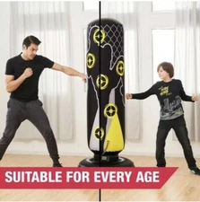 MD Sports Heavy Duty Kickboxing Trainer, Inflatable, 70 In. Tall, Black and Yell