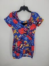 Plenty by Tracy Reece Dress Womens 4 Colorful Floral Short Sleeve Sheath Artsy