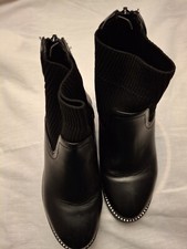 Steve Madden Girl's Black Ankle Boot Elastic Upper Back Zipper Rhinestone Size 1