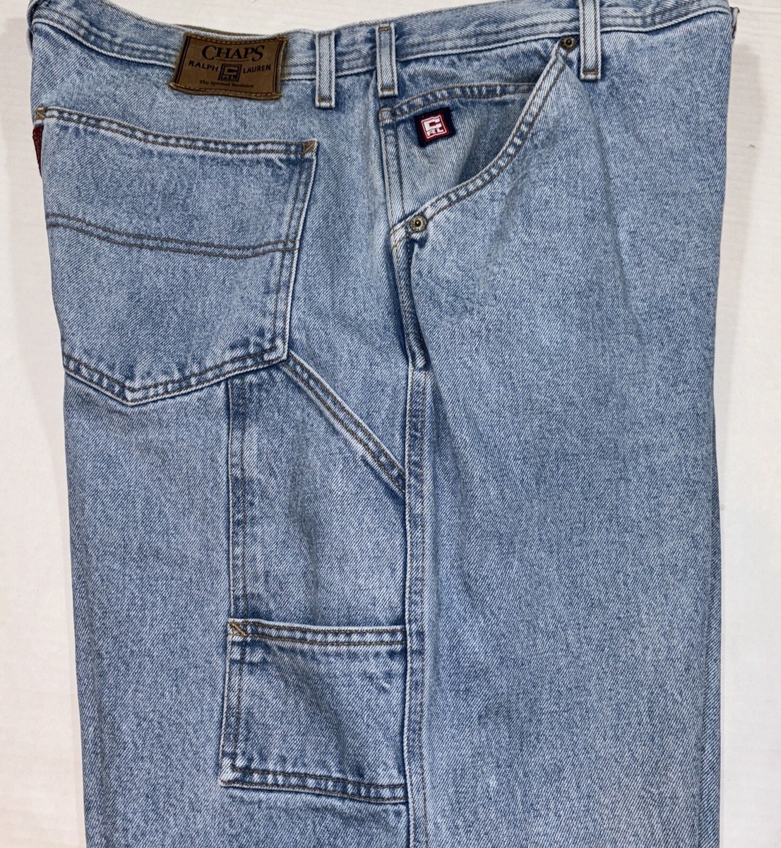 Vintage Chaps Ralph Lauren Jeans Men's 36x33 Light Stone Wash Blue