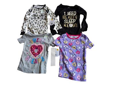 Lot of 4 Member's Mark Girl's Sleep Tops 2 Long Sleeve 2 Short Sleeve Size 3T